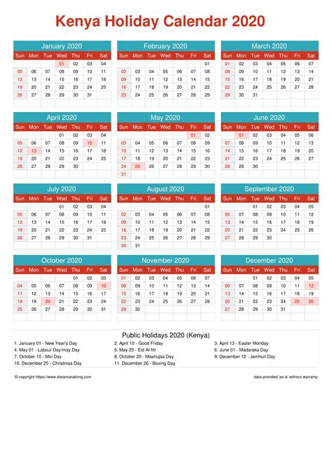 2022 Kenya Calendar With Holidays 2022 Calendar Kenya With Holidays