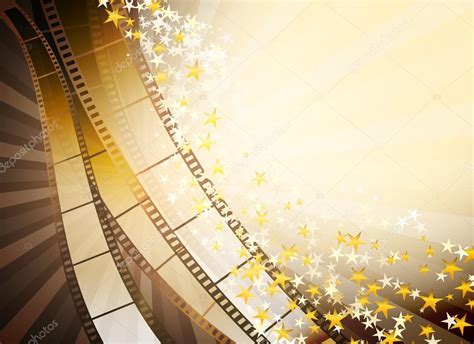 Background With Retro Filmstrip And Golden Stars Stock Vector Image By