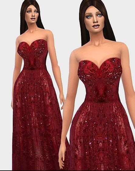 Ecoast Red Dress Inspired By Elie Saab Sims 4 Downloads Red Dress