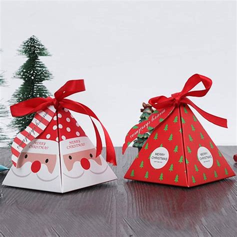 50pcs Christmas Candy Boxes Colored T Box Bake Small Wrapping