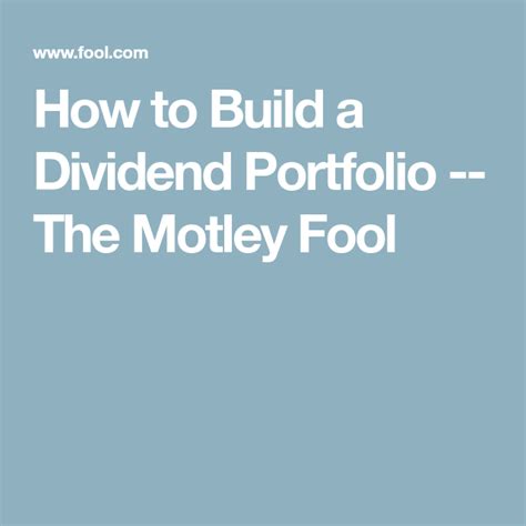 How To Build A Dividend Portfolio The Motley Fool Dividend Investing