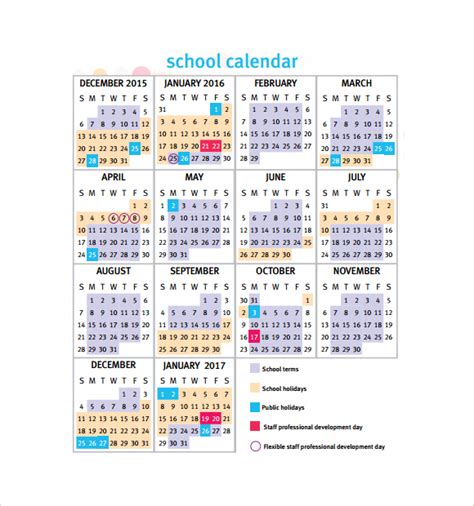 Free Printable School Year Calendar