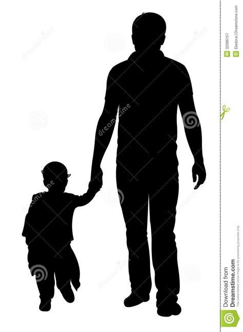 Padre E Hija Que Caminan Vector De La Silueta Ilustración