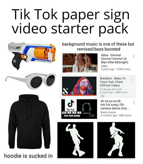 Tik Tok Paper Sign Video Starter Pack Rstarterpacks