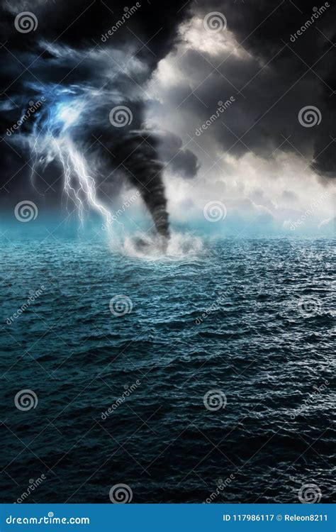 Tornado In The Sea Stock Image Image Of View Dark 117986117