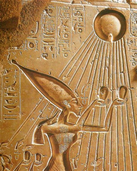 king akhenaten and his wife nefertiti praying to the sun god aten who provided his rays to the