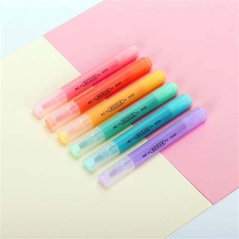 Pocket Highlighters Mild Pastel Colors Assorted Chisel Tip 6pcs