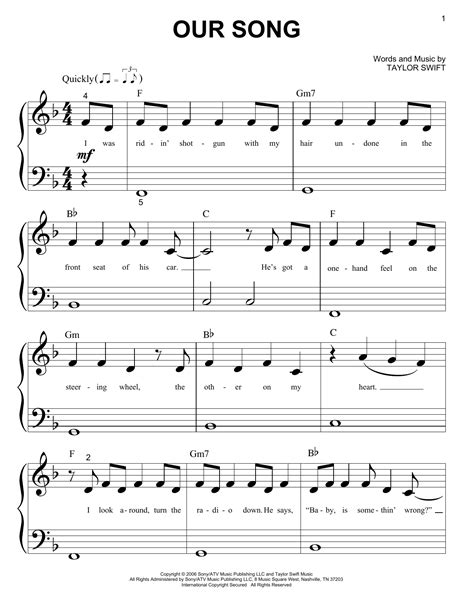 Our Song Sheet Music Direct