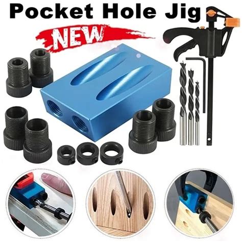 New 71415pcs Pocket Hole Screw Jig 15 Degrees Dowel Drill Joinery Kit
