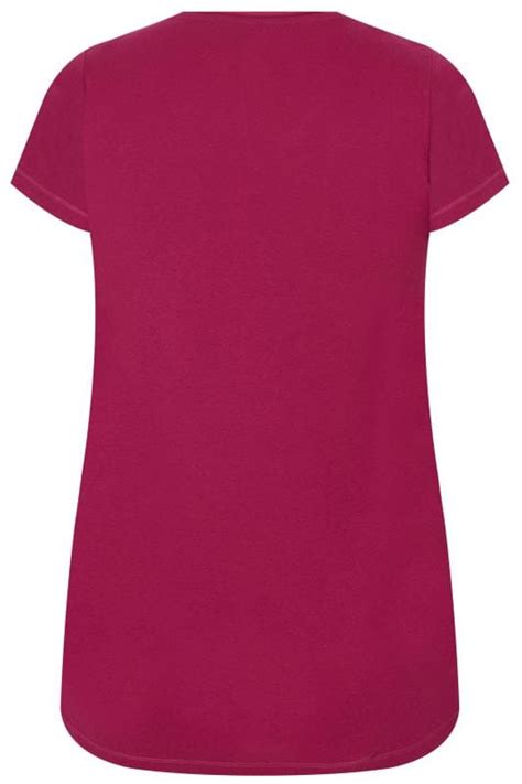 Fuchsia Pink Basic V Neck T Shirt Plus Size 16 To 36 Yours Clothing
