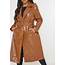 Plus Size Brown Croc Faux Leather Trench Coat  Missguided