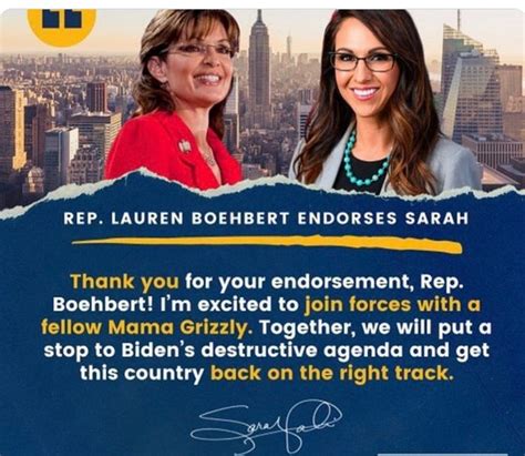 Sarah Gets An Endorsement From Boebert Thanks Boehbert