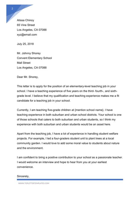 Sample Teacher Cover Letter With Experience - Top Letter Templates