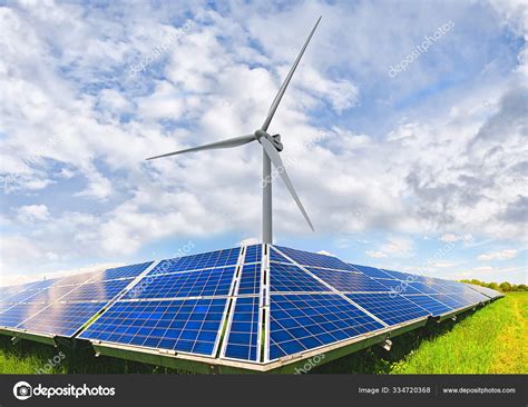 Solar Panels And Wind Turbine — Free Stock Photo © Petrop 334720368