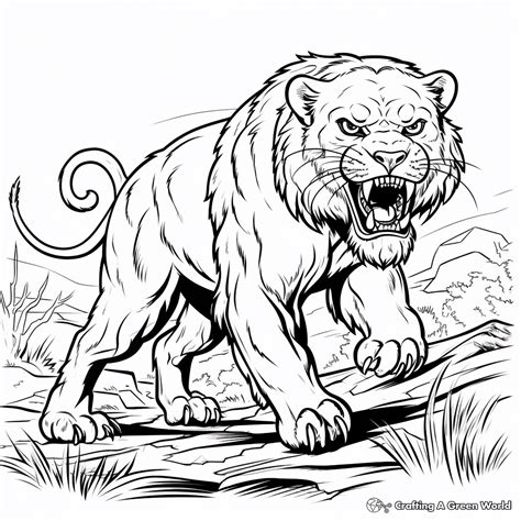Saber Tooth Tiger Coloring Page Roaring Fun For Kids