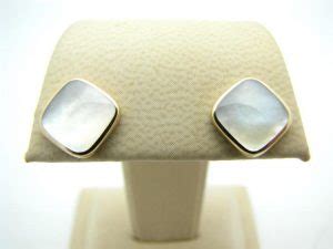 Kabana 14k Gold Square Stud Earrings With Inlay Mother Of Pearl Inlay