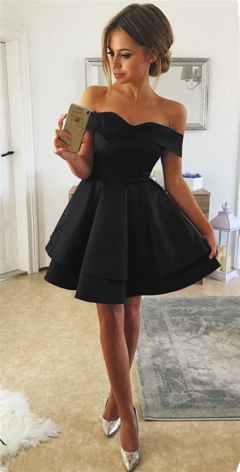Black Homecoming Dressessemi Formal Dressshort Prom Dresscute Prom
