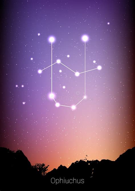 Las Constelaciones Del Zodiaco De Ophiuchus Firman Con La Silueta Del