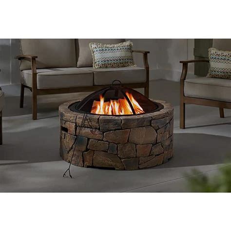 Hampton Bay 36 In W X 206 In H Round Stacked Stone Wood Burning Fire