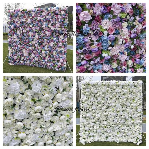 Artificial Flower Wall Panel Purple Pink White Hydrangea Rose Flower