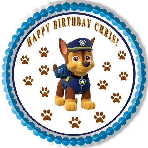 Paw Patrol Chase Edible Cake Topper Or Cupcake Topper Decor Edible