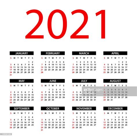 Calendario 2021 Ilustración De Diseño Symple La Semana Comienza El