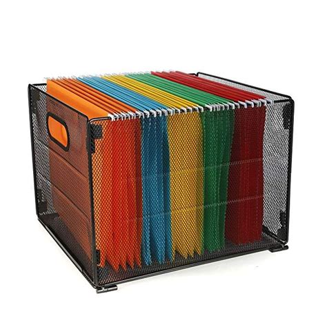 Samstar Metal Mesh File Organizer Box Foldable Storage Crate Folder