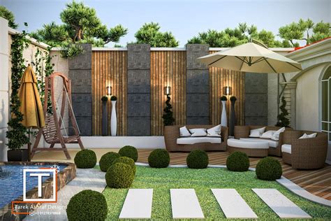Villa Landscape Design In Ksa 1 On Behance Modern Backyard Design