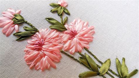 Hand Stitch And Flower Beautiful Ribbon Design Handiworks 49 Youtube