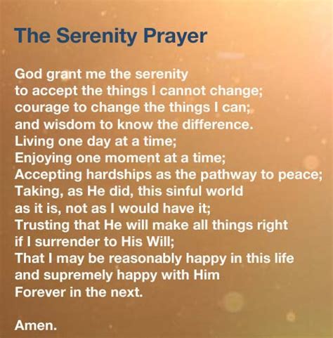The Serenity Prayer God Grant Me The Serenity Prayer Poems