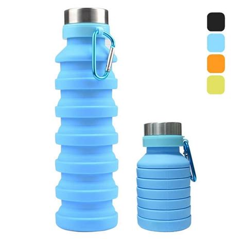 Amerteer Collapsible Silicone Sports Water Bottle Compact Workout