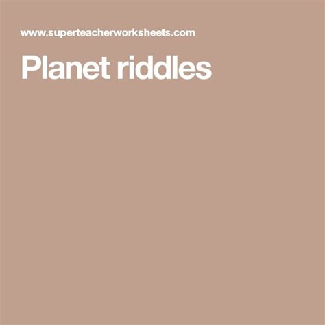 Planet Riddles Riddles Planets Stargazing