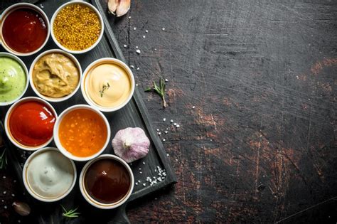 Premium Photo Set Of A Variety Of Sauces