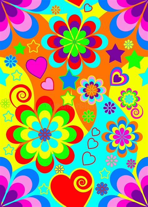 Seamless 70s Psychedelic Wallpaper Stock Vector Illustration Of