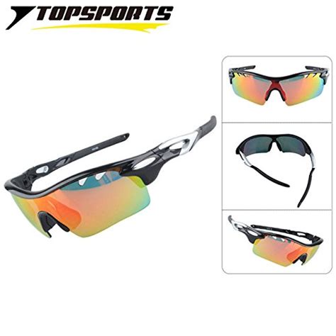 black silver topsports 3 lenses uv400 cycling polarizd glasses outdoor sport riding driving