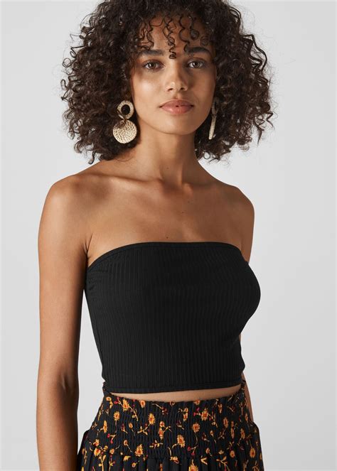 Black Ribbed Bandeau Top Whistles Whistles Row