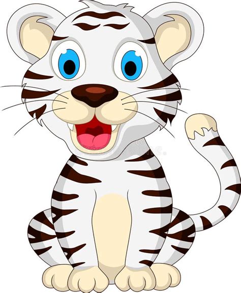 Cute Baby White Tiger Sitting Stock Illustration Illustration Of Cute