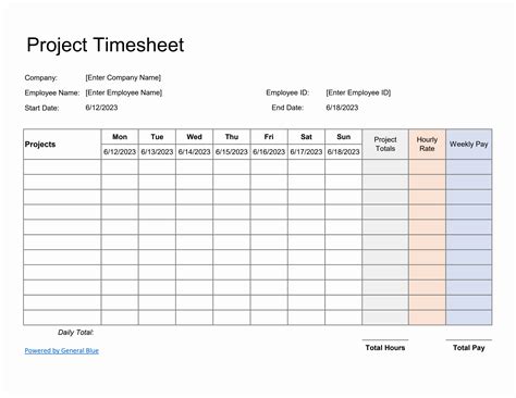 Project Timesheet Templates