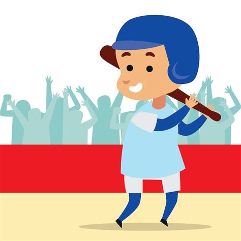 Premium Vector Cute Little Boy Playing Baseball