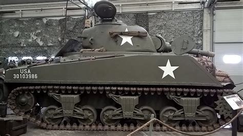 M4105 Sherman Tank 105mm Howitzer At The Bastogne Barracks Belgium