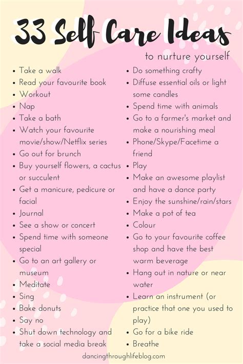 ashley gibson 33 self care ideas to nurture yourself