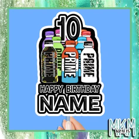 Prime Hydration Drink Personalised Birthday Cake Topper Ksi Bottle Fast