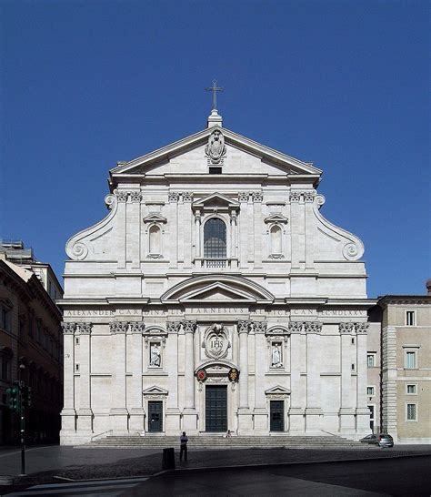 The First Truly Baroque Façade At The Church Of The Gesù In Rome Italy