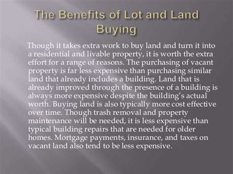 The Benefits Of Lot And Land Buying By Creig Northrop