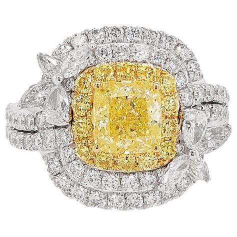 Gia Certified Fancy Intense Yellow Diamond Platinum Engagement Ring