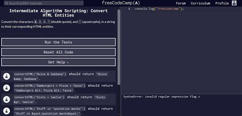 Invalid Regular Expression Flag S FreeCodeCamp Support The FreeCodeCamp Forum