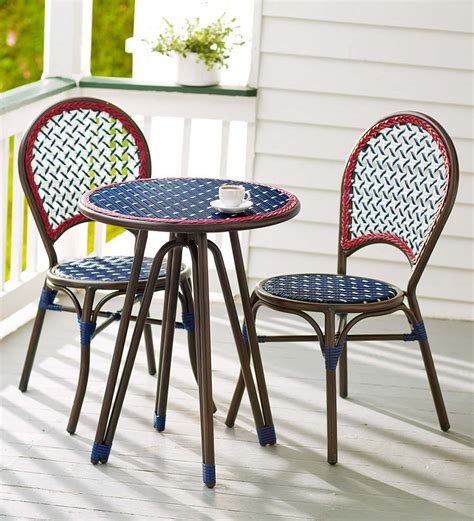 Americana Wicker Bistro Table And Chairs Set Outdoor Dining Bistro