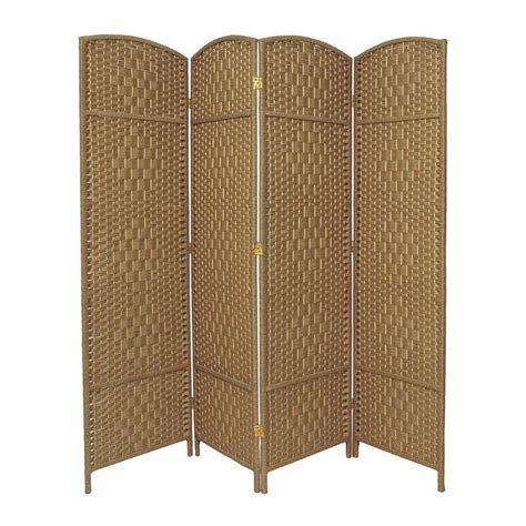 Oriental Furniture Diamond Weave 4 Panel Natural Woven Fiber Folding