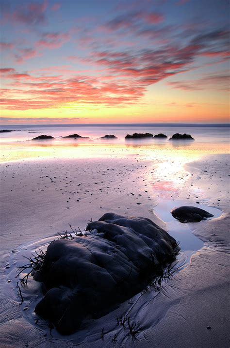 Low Tide At Sandymouth Bay Sunset North Cornwall Uk Photograph By