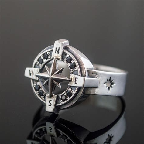 Compass Ring Silver Black 9 Viking Workshop Touch Of Modern